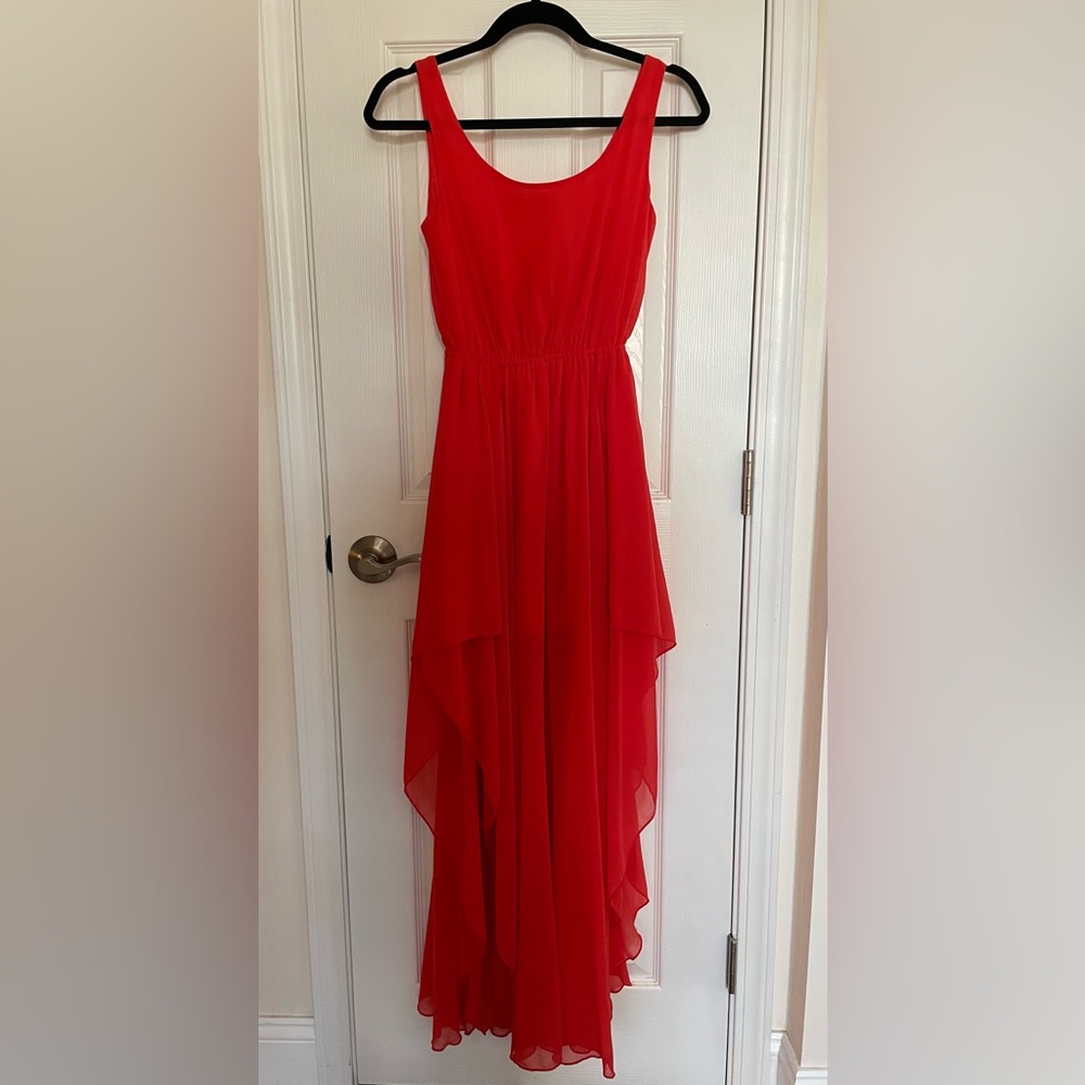 Soprano Coral Asymmetrical Maxi Dress